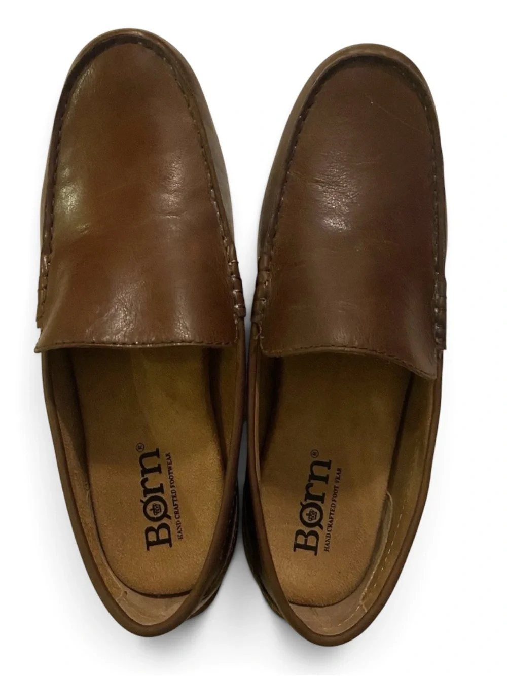 Born Men’s Allan, Brown Leather Slip On Dress Shoes, Size 9 M Loafers